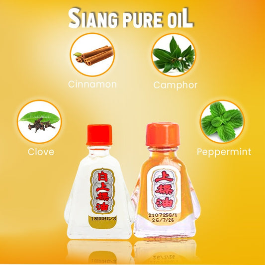 Siang Pure Oil Original Formula 1 & 2 – Menthol, Peppermint Oil, Camphor, Cinnamon Oil, & Clove Oil 3cc For Everyday Aches and Pains, 100% Authentic | Made in Thailand