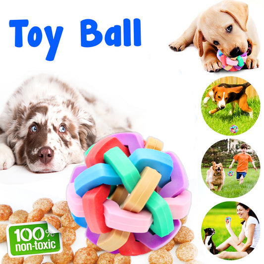 Colorful Pet Chew Toy Ball - Interactive, Durable & Non-Toxic Rubber for Dogs & Puppies - Bite-Resistant Play Ball