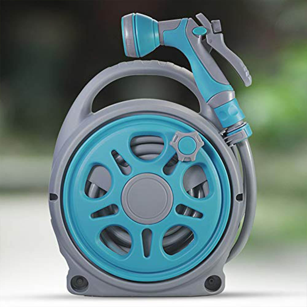 Portable Garden Hose Reel with 1.8m Inlet & 10.2m Outlet Pipe, Adjustable Spray Nozzle, Leak-Proof Water Hose for Lawn, Car Wash, Cleaning