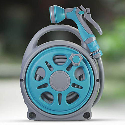 Portable Garden Hose Reel with 1.8m Inlet & 10.2m Outlet Pipe, Adjustable Spray Nozzle, Leak-Proof Water Hose for Lawn, Car Wash, Cleaning