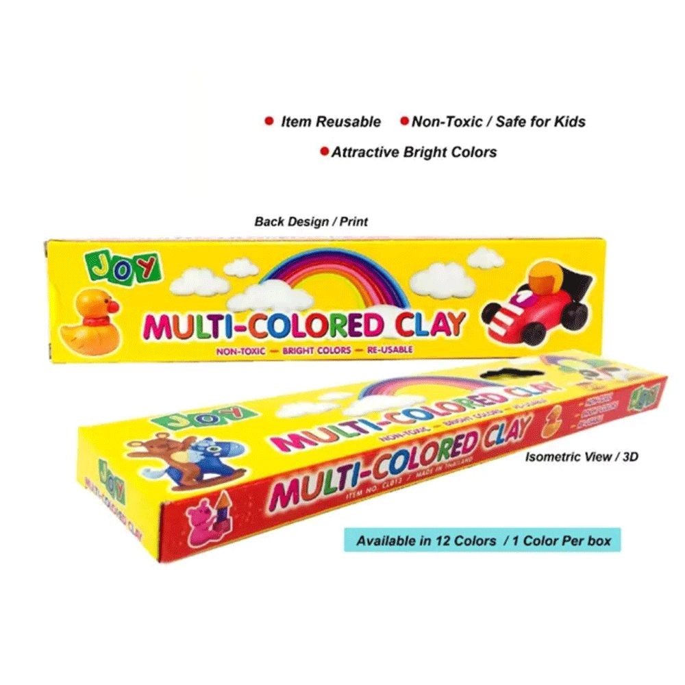JOY Multi-Colored Clay for Kids - 12 Bright Colors | Non-Toxic, Reusable, Safe for Children | DIY Arts & Crafts Toy