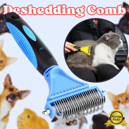 Pet Dematting Grooming Comb Double Side Stainless Steel Pet Fur Brush Dog & Cat Comb Dog Animal Hair Fur Shedding Trimmer Grooming Tool