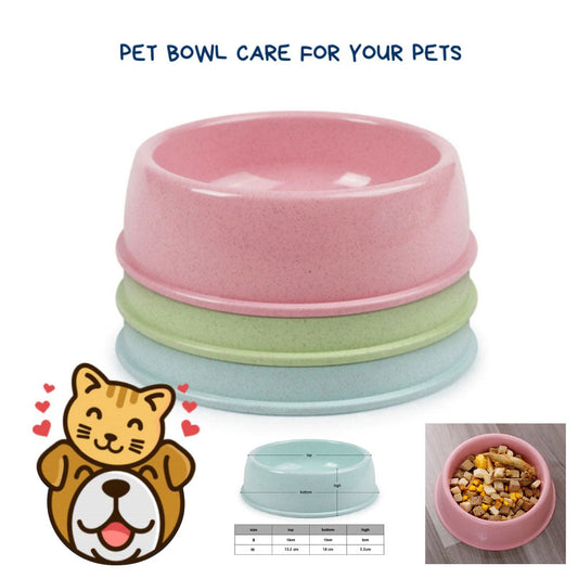 Pet's Feeding Bowl Easy Clean Cute Plastic Bowl No-Spill Food Water Feeder
