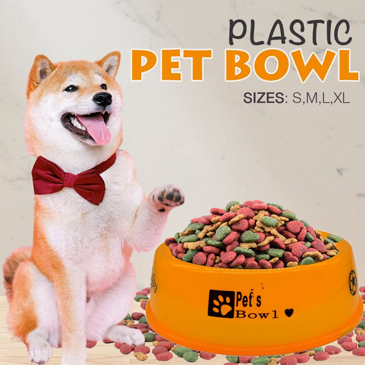 Durable Plastic Pet Bowl for Dogs & Cats - Non-Slip, Food & Water Bowl - S/M/L/XL - Pet Feeding Dish