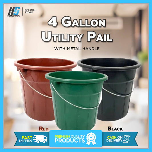 Water Container Pail, Water Bucket Utility Pail With Metal Handle, Balde 4 Gallon Capacity