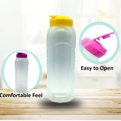 Reusable Plastic Squeeze Bottle with Colorful Flip-Top Lid – Leakproof Drink Dispenser for Sauces, Juices & Water (4-Pack)