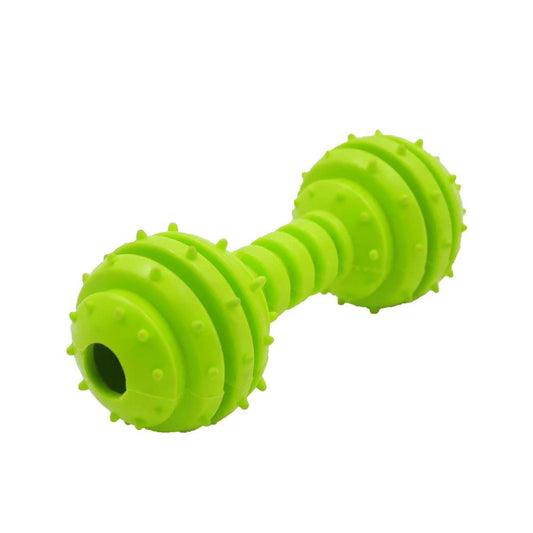 Durable Spiky Dumbbell Chew Toy for Dogs - Interactive Rubber Pet Toy for Teething, Dental Care & Training