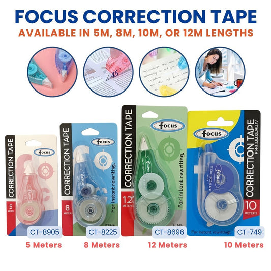Costa Verde 1pc Correction Tape 5m 8m 10m 12m Length,  Instant Rewriting, School Office Supplies