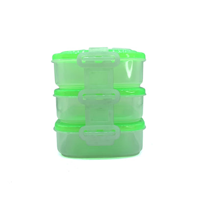 3-Layer Lunch Box with Partition – Stackable Bento Box | Transparent Bottom | Snap-On Plastic Carrier | Reusable & Lightweight Food Container