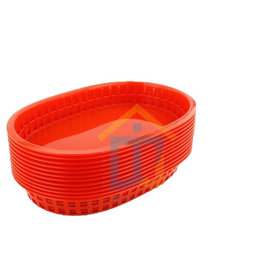 12PCS Oval Plastic Food Serving Baskets – Fast Food Snack Trays for Burgers, Fries, Restaurants & Home Use