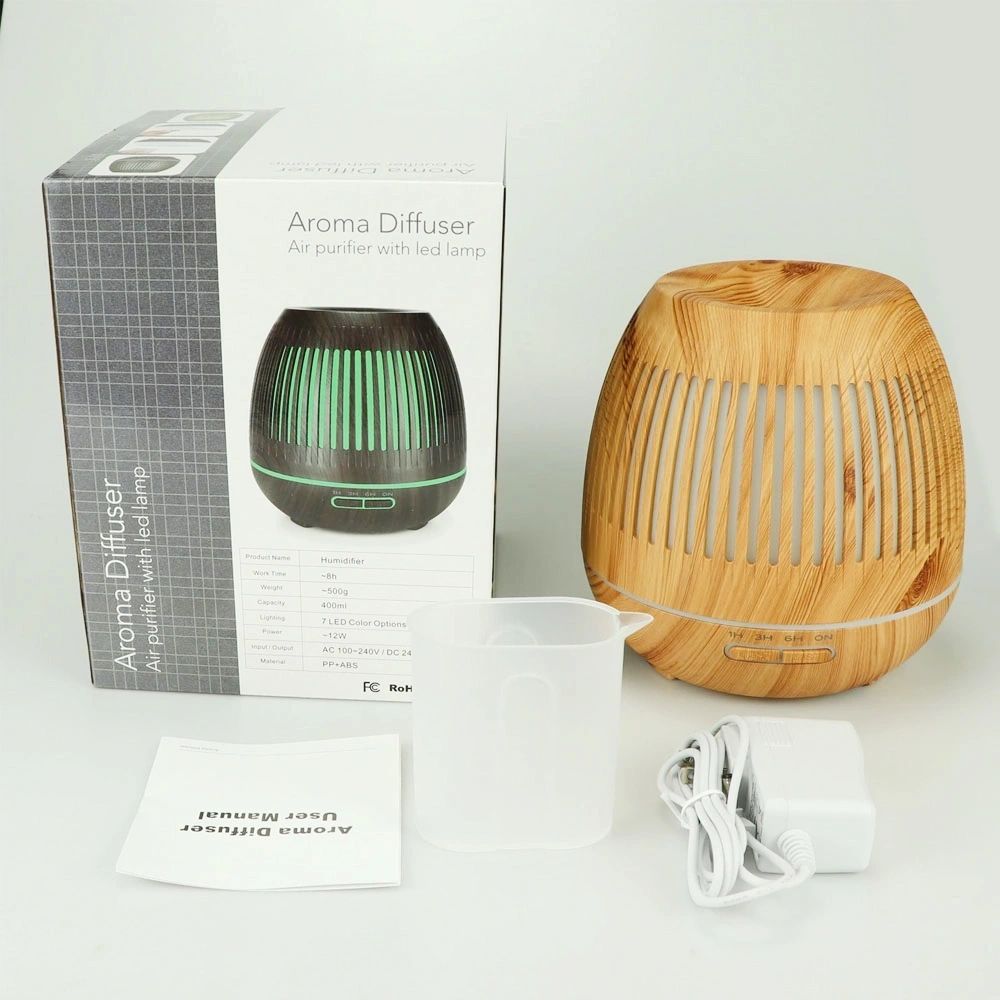 Aroma Diffuser Air Purifier With LED Lamp 7 Color Changing LED Lights Electric Wood Grain Aroma Essential Oil Diffuser Ultrasonic Air Humidifier