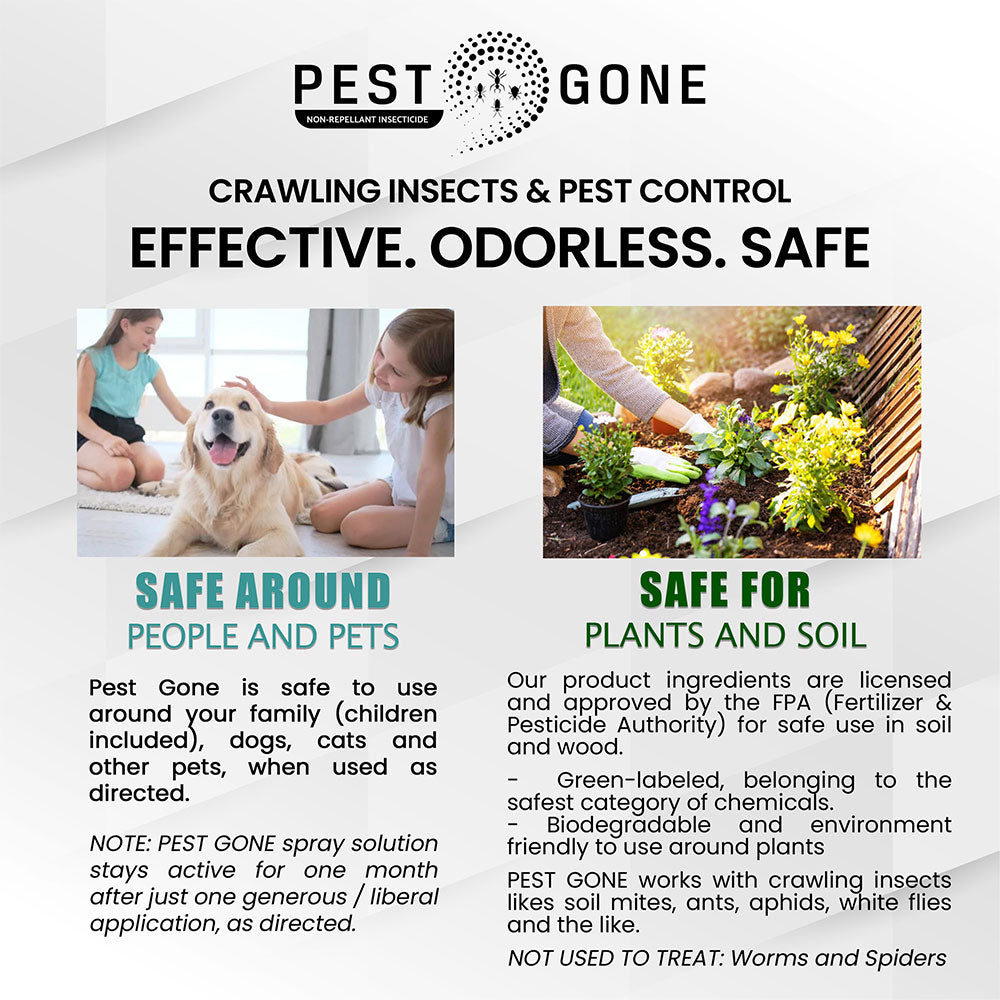 Pest Gone Multi-Pest Anti Cockroach, Ants, Mites, Termite Odorless Pest Control Spray Solution Spray 1000 ml Refill Pouch and Sprayer Bottle