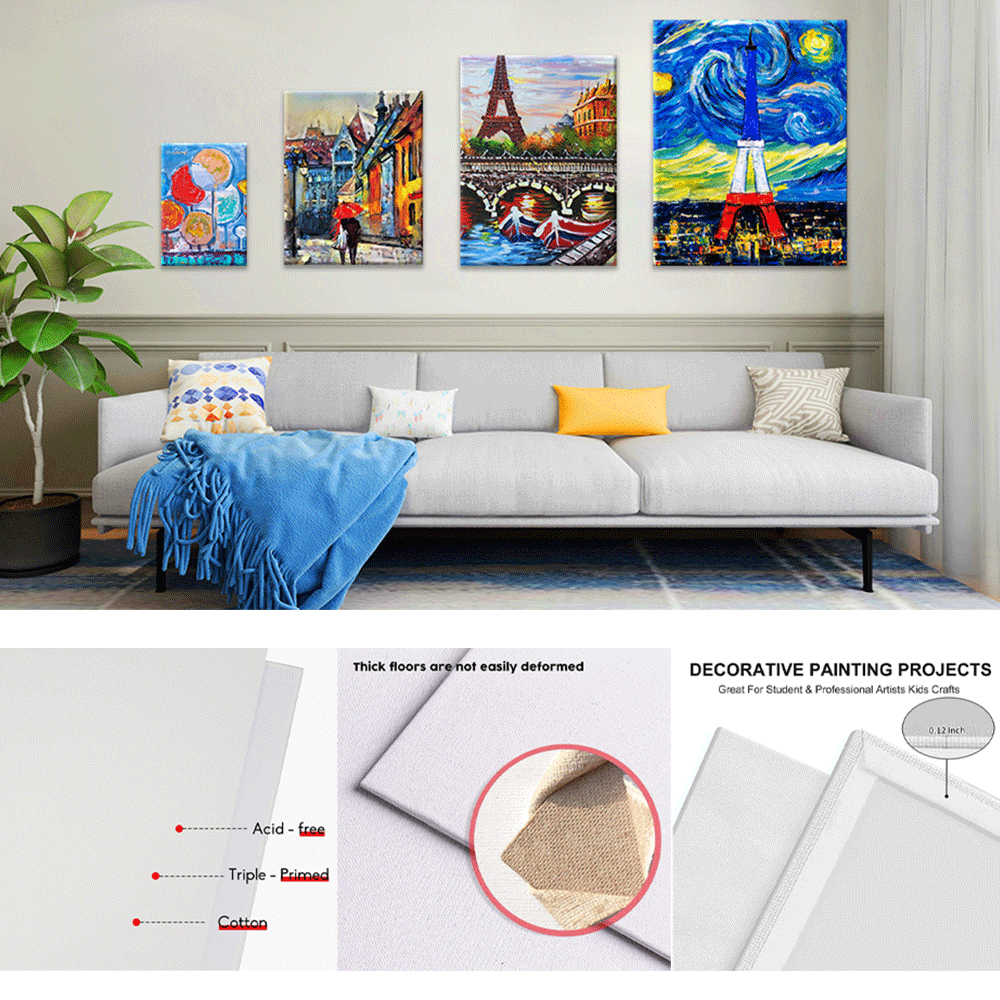 Canvas Panel 100% Pure Cotton Acid Free Acrylic Triple Gesso Primed 280GSM