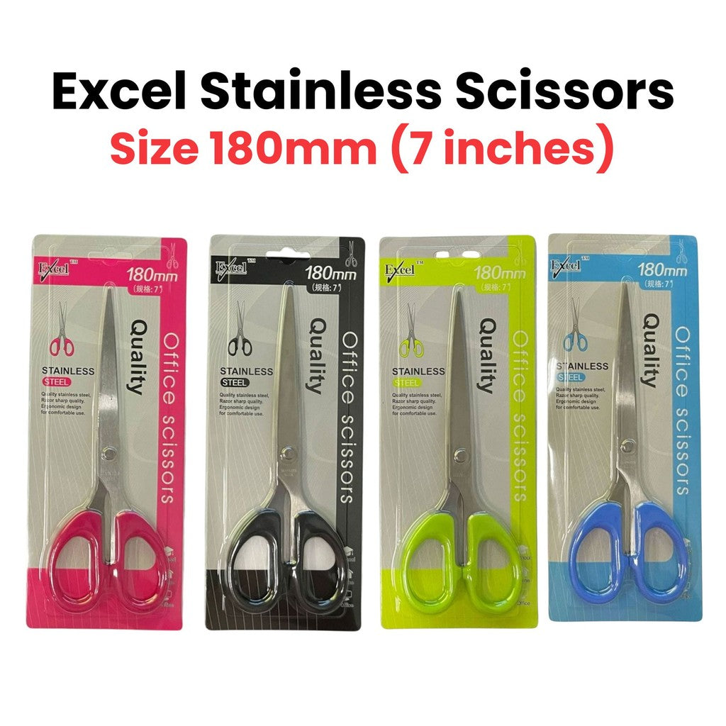 Excel Stainless Steel Scissors 5.5" 6.5" 7" Sharp Blade Cutter for Office School Home Use