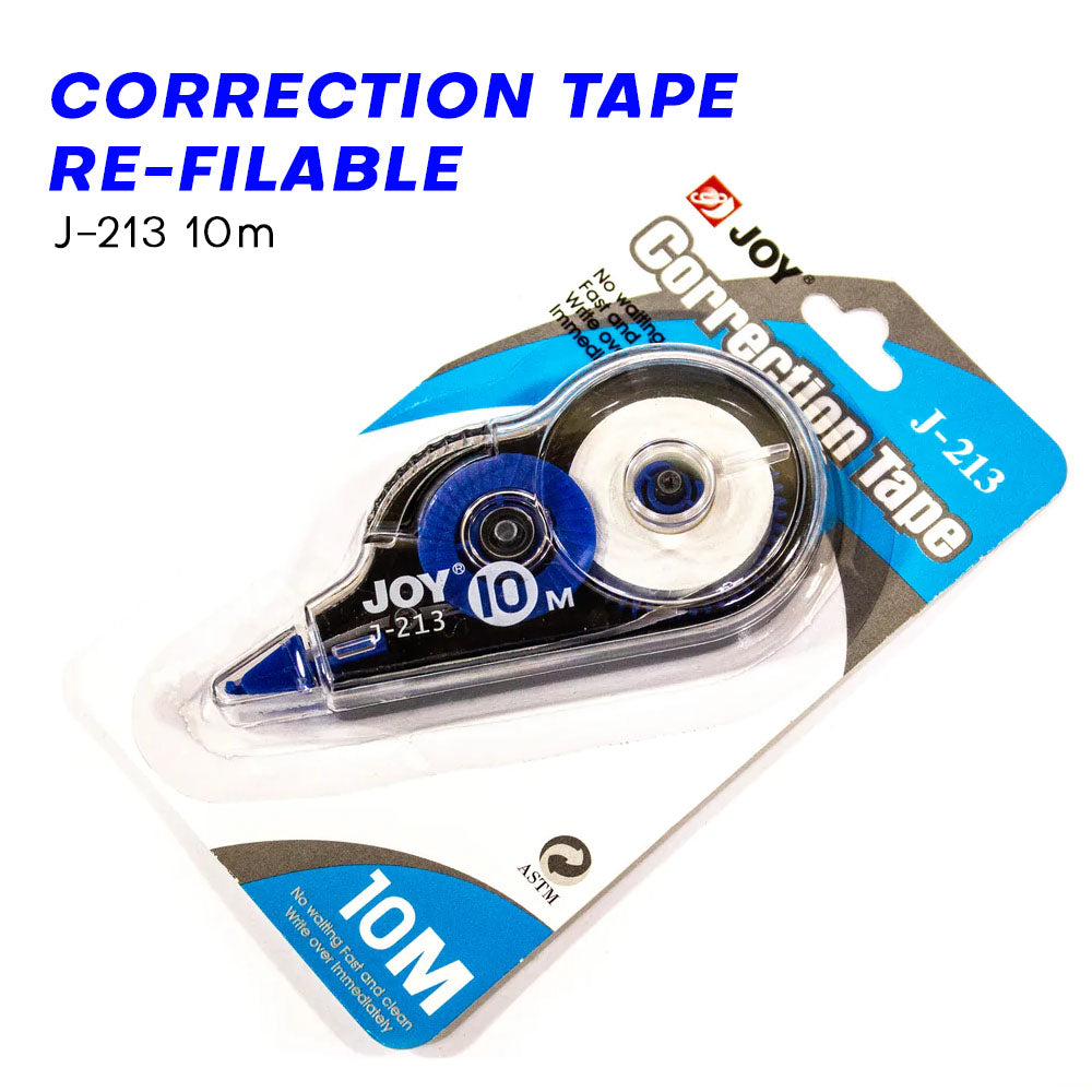 JOY J-213 Correction Tape 10M – Quick Dry, No Mess, Smooth Application for Office & School Use
