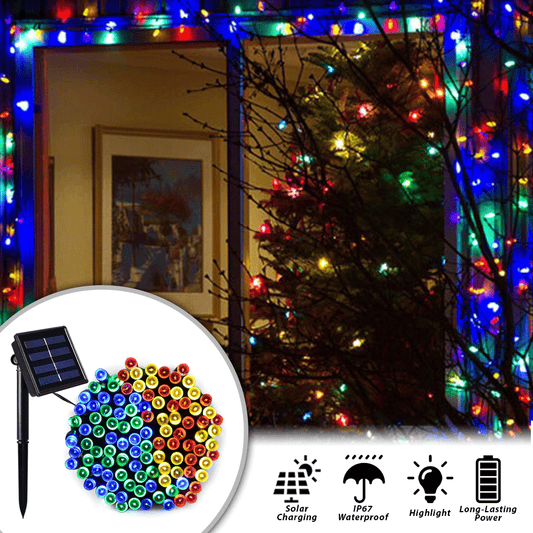 100 LED Solar String Lights Waterproof Outdoor Fairy Lights for Christmas, Garden, Party, Home Decor - Multicolor