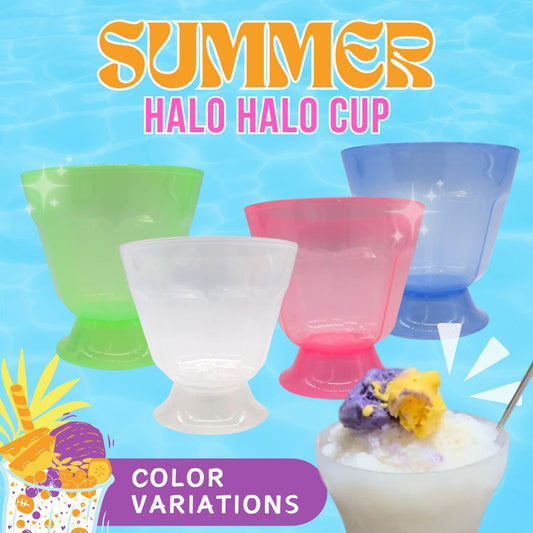 Summer Halo Halo Cup – Durable Plastic Dessert Bowl for Ice Cream, Sundae, Shaved Ice, Party & Café Use (4 Colors)