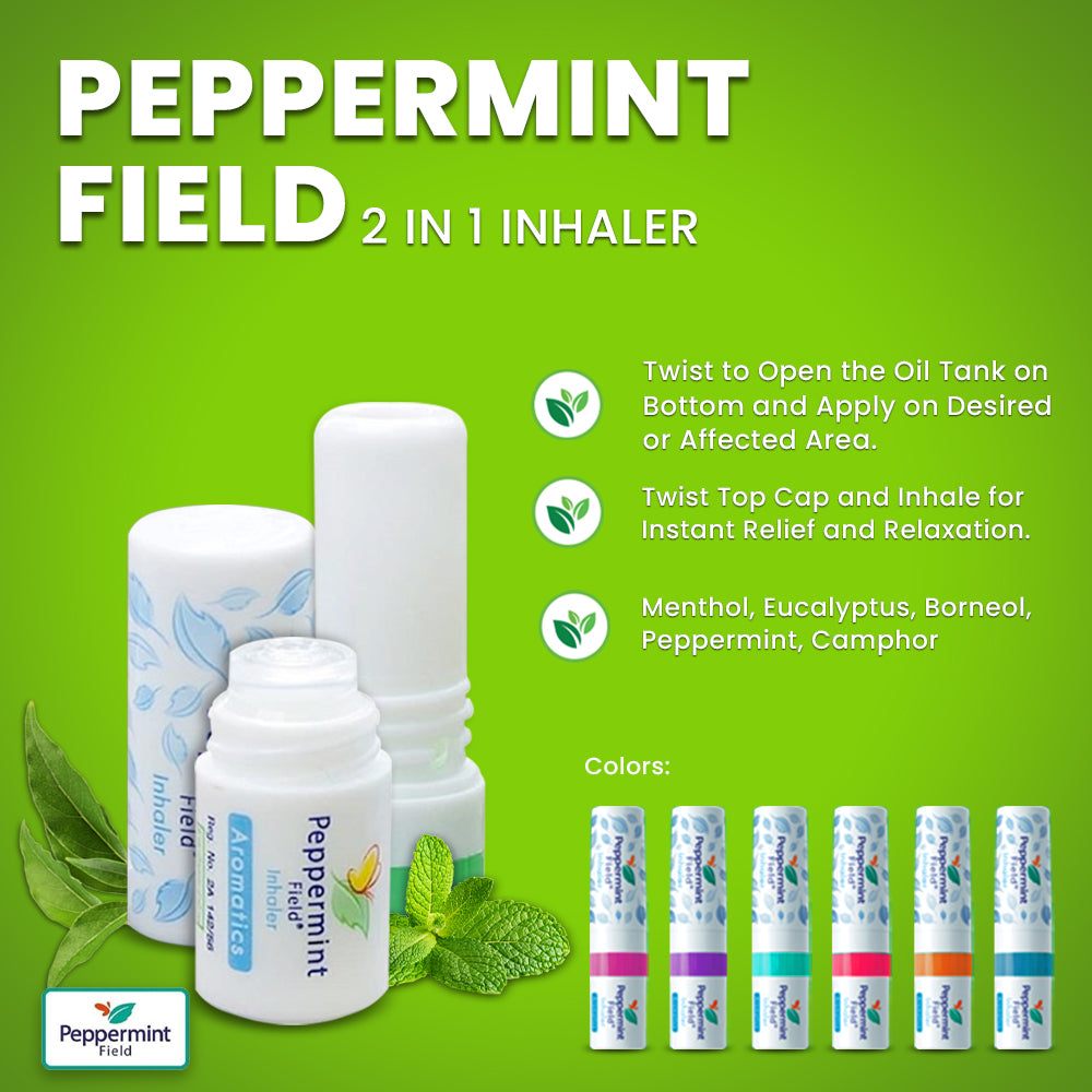 Peppermint Field Nasal 2 in 1 Inhaler Relief Congestion and Vertigo Spa Aroma