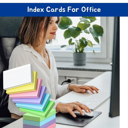 Fouce Index Card Colored Lined Premium Quality 150gsm 100 Sheets per Pack Size 3x5 4x6 5x8