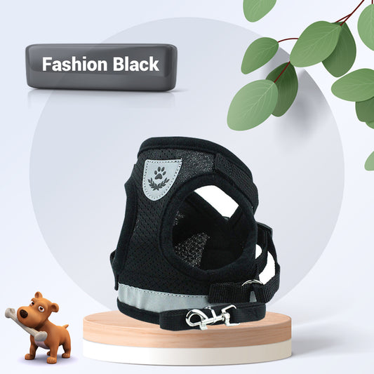 Adjustable Breathable Pet Harness with Leash for Small Dogs & Cats - No Pull Vest, Reflective Safety Design