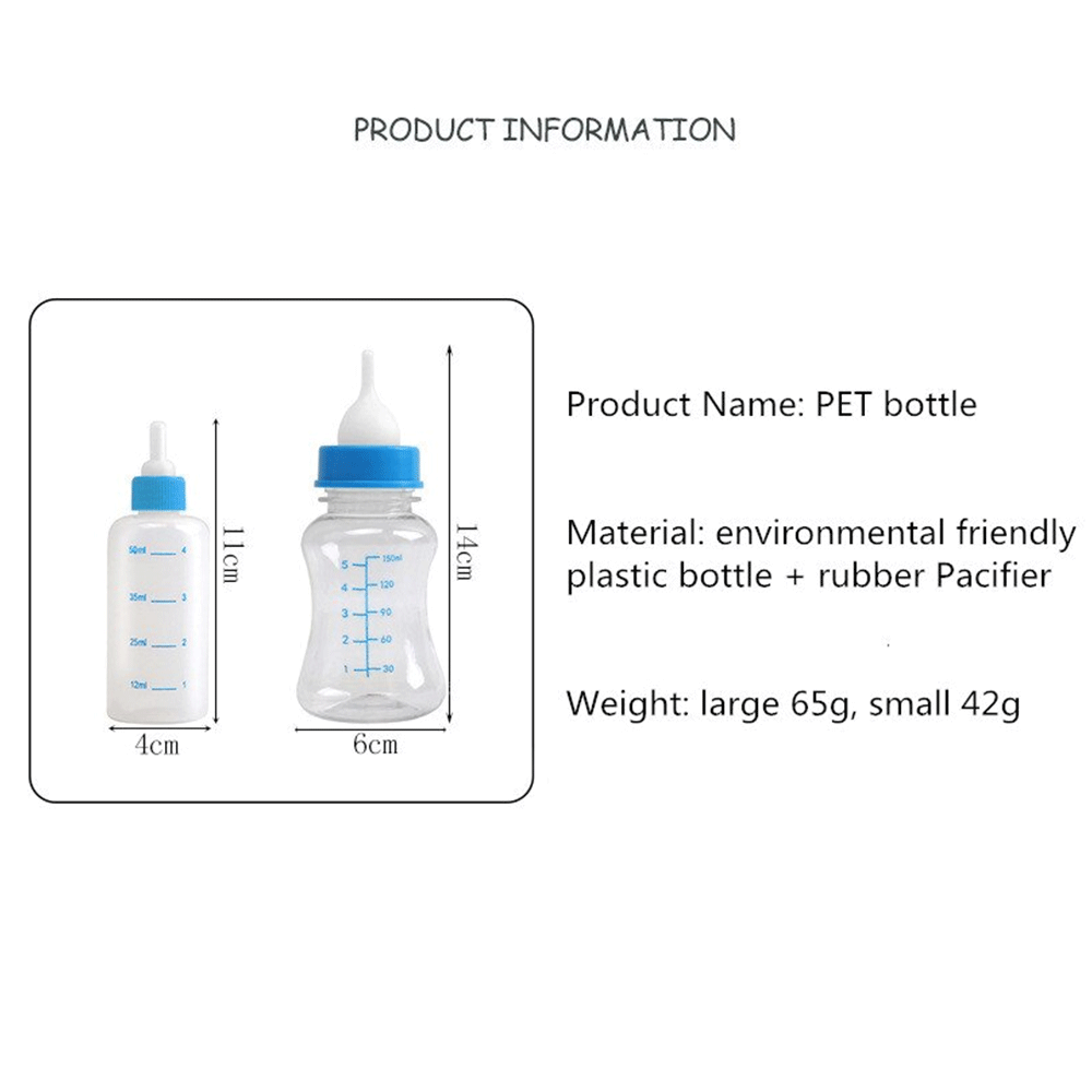 60ml Pet Nursing Bottle Set with Soft Nipples & Cleaning Brush – Newborn Kitten Puppy Feeder