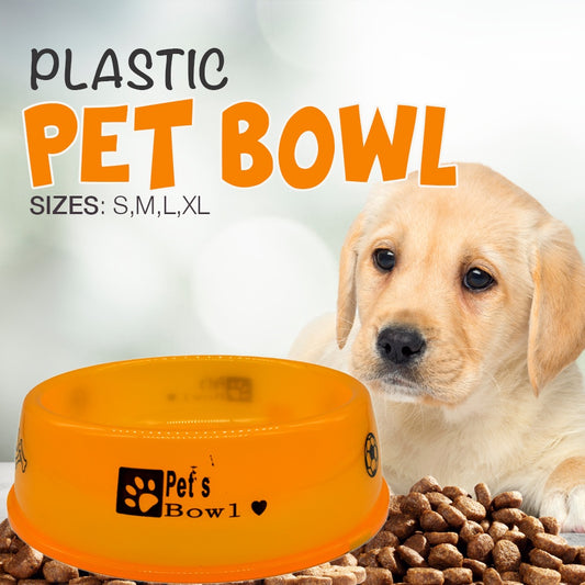 Durable Plastic Pet Bowl for Dogs & Cats - Non-Slip, Food & Water Bowl - S/M/L/XL - Pet Feeding Dish