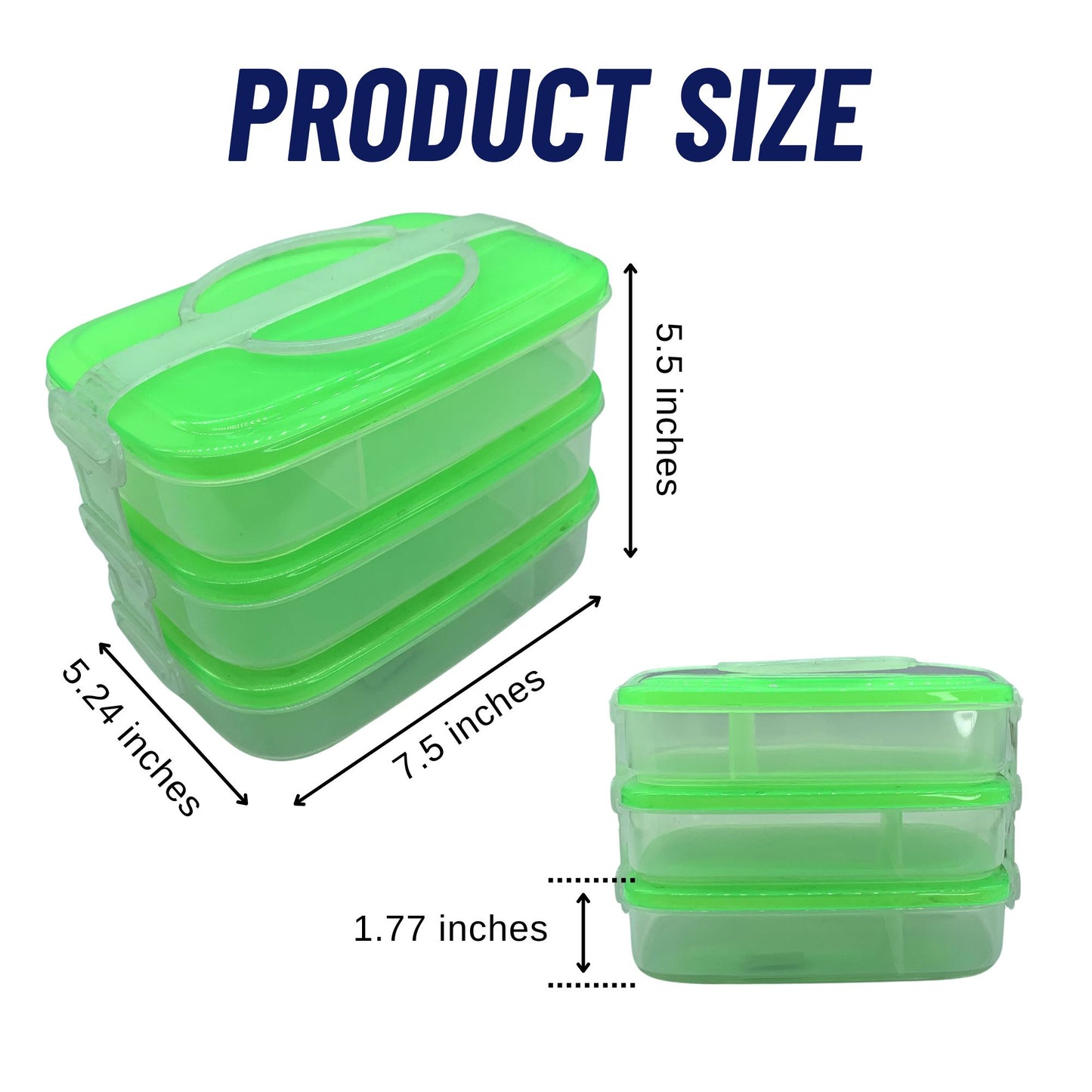 3-Layer Lunch Box with Partition – Stackable Bento Box | Transparent Bottom | Snap-On Plastic Carrier | Reusable & Lightweight Food Container
