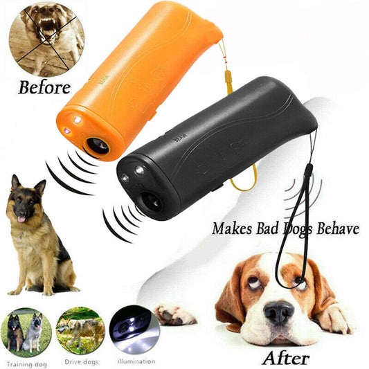 Dog Repeller,Pet Dog Trainer 3 in 1 Anti Barking Device with LED Flashlight, Ultrasonic Deterrent Device for Your Safety and Train Your Dog | Hodeso