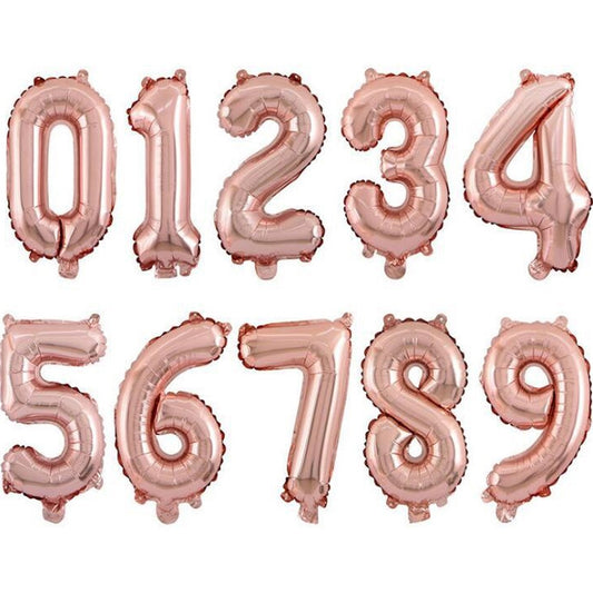 16 inches Number Balloons Birthday Party Needs Decorations Number Rose gold Foil