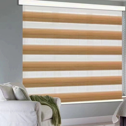 80x180cm Korean Combi Blinds Window Shades – Brown Zebra Roller Blinds Light Filtering UV Protection for Home & Office