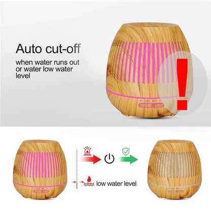 Aroma Diffuser Air Purifier With LED Lamp 7 Color Changing LED Lights Electric Wood Grain Aroma Essential Oil Diffuser Ultrasonic Air Humidifier