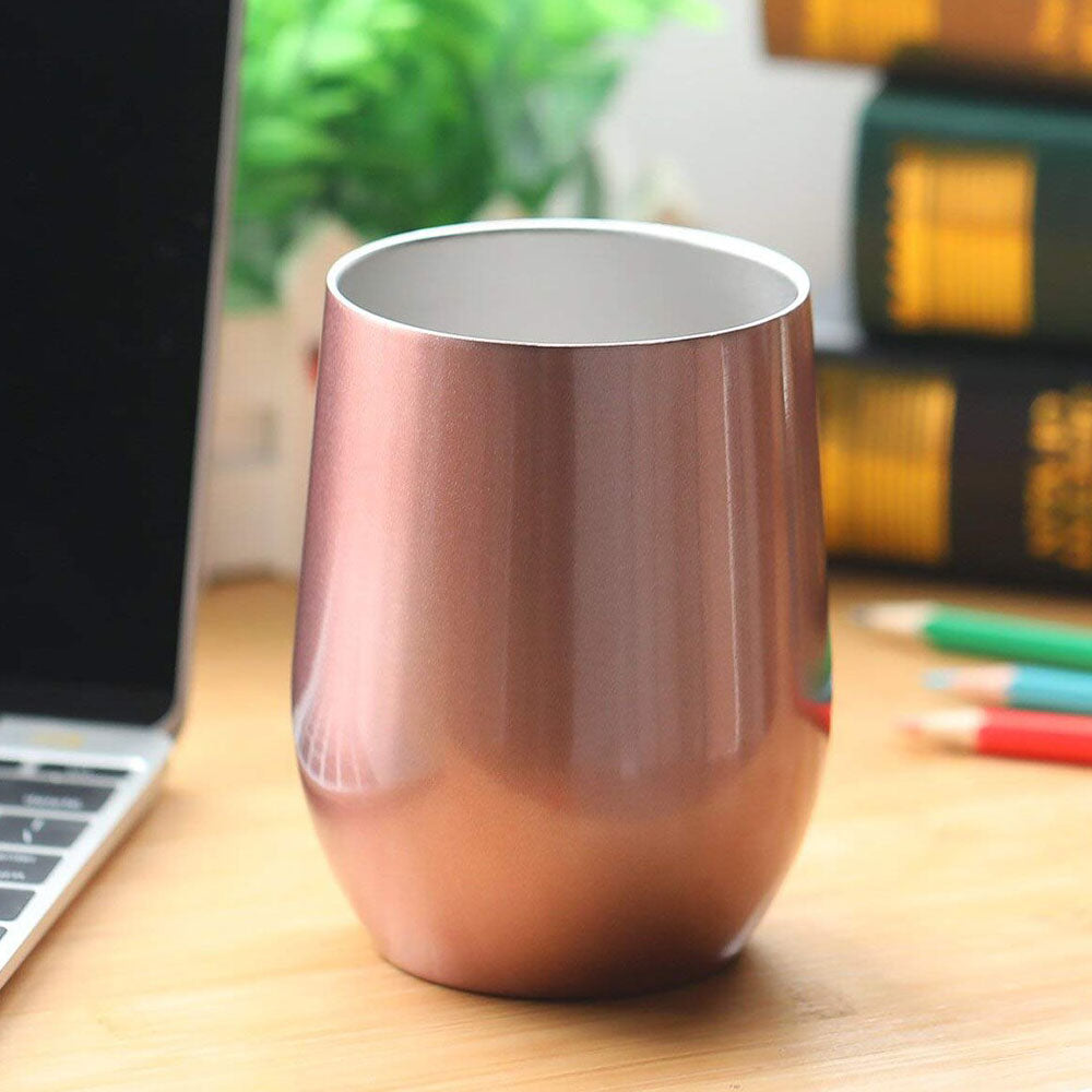 Stainless Steel Double Layer Vaccum Insulation Thermos Cup 12oz Egg Shaped Mug Jars