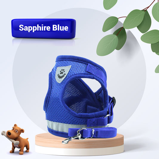 Adjustable Breathable Pet Harness with Leash for Small Dogs & Cats - No Pull Vest, Reflective Safety Design