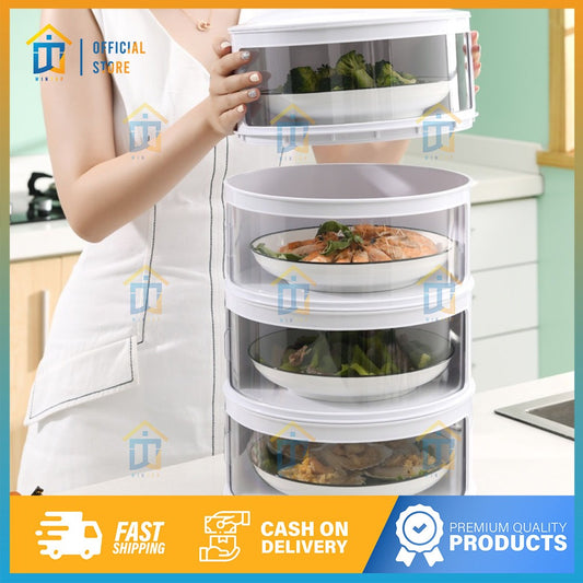 5 Layer Plastic Food Storage Warmer Multi Layer Sliding Door Design Food Storage Containers Stackable 5 Layer Transparent Plastic Food Cover For Table Leftover Food Warmer and Anti Flies Food Cover