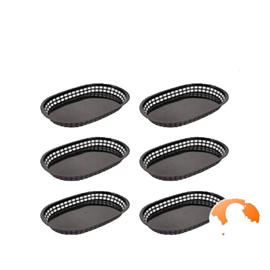 Plastic Food Serving Basket - Oval Fast Food Tray for Snacks, Fries, Burgers, Restaurants & Home Use
