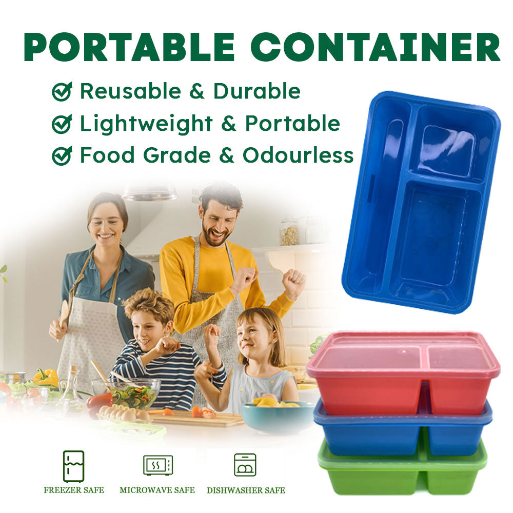 Lunch Box with Partition – Divided Bento Box | Reusable & Good Quality Food Container | Transparent Cove #4516