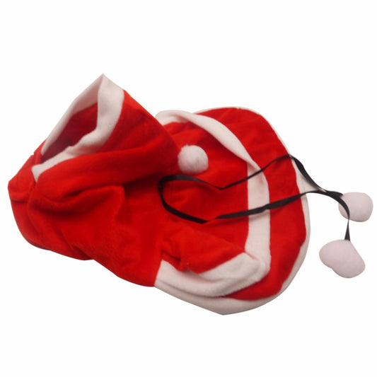 Christmas Dog Costume - Santa Claus Outfit with Hood & Pom Pom | Pet Clothes for Small Dogs, Holiday Party & Photoshoot
