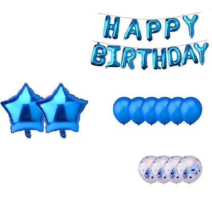 Happy Birthday Balloons Decorations Set - 13 pcs Letter Balloons Banner, 2 pcs Giant Star Foil Balloons, 4 pcs Confetti Balloons, 6 pcs Latex Balloons