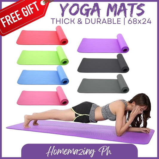 Yoga Mat Exercise Pad Thick Non-Slip, Durable Anti Slip 68 x 24 Fitness Yoga Mat for Men and Women | Choose Color Variations