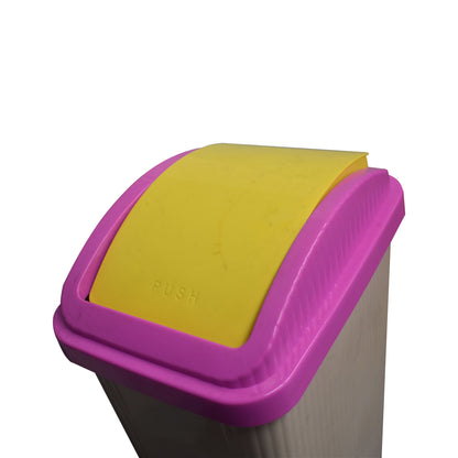 50L Plastic Trash Bin with Swing Push Cover – Durable Waste Garbage Can for Home, Kitchen, Office