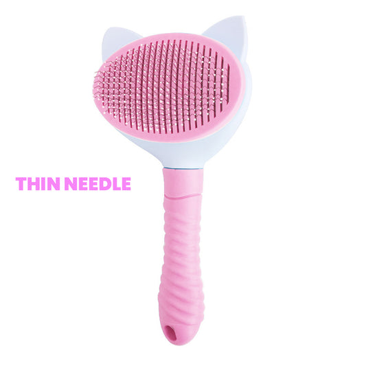Cat Paw Self-Cleaning Pet Grooming Brush - Thin Needle Deshedding Comb for Cats & Dogs, Easy Hair Removal