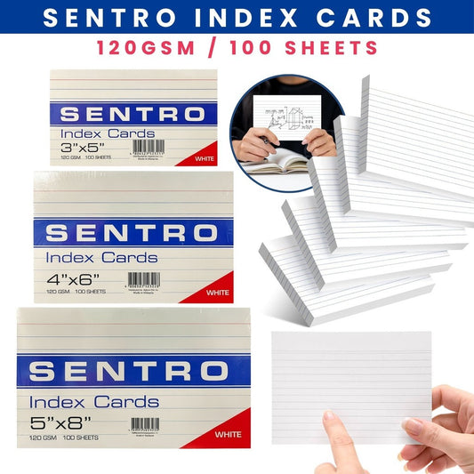 Costa Verde White Index Cards 3x5 4x6 5x8 100 Sheets 120GSM Ruled Lined Study Notes Flashcards