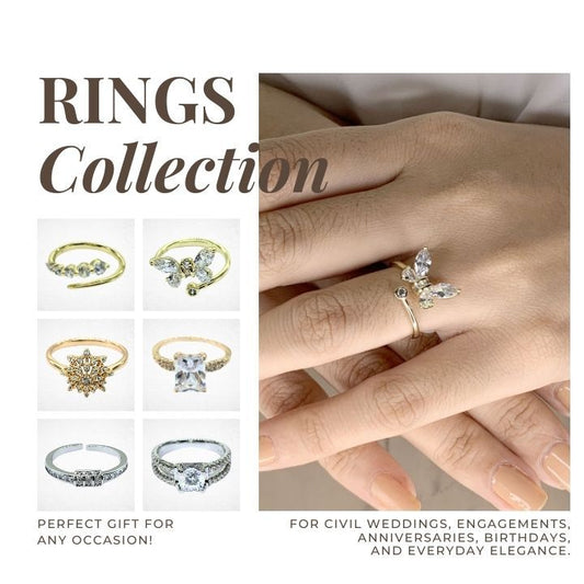 Luxury Crystal and Zirconia Rings Collection – Elegant Fashion Jewelry for civil weddings, proposals