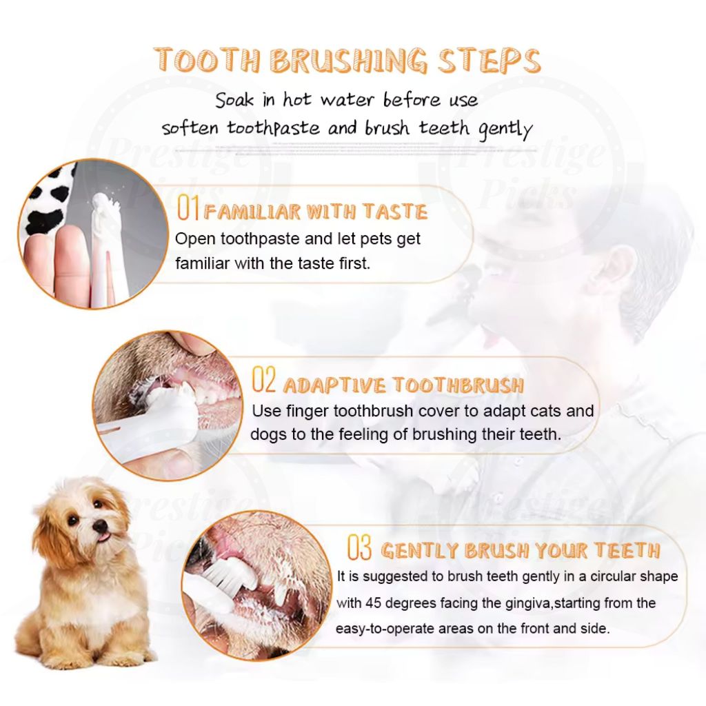Pet Dental Care Kit for Dog Cat Puppy Toothbrush Toothpaste Set Teeth Oral Cleaning Bad Breath Care