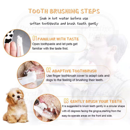 Pet Dental Care Kit for Dog Cat Puppy Toothbrush Toothpaste Set Teeth Oral Cleaning Bad Breath Care
