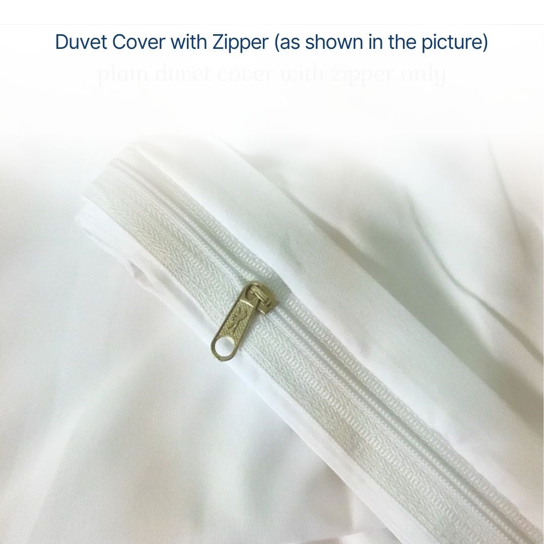 4-in-1 White Stripe Bedsheet Set with 2 Pillowcases, Fitted Sheet, and Zippered Duvet Cover
